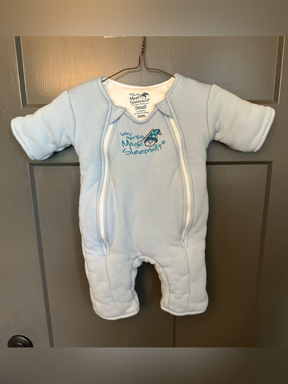 Baby Merlin's Magic Sleepsuit Blue Infant Sleeper Pajama Small 3-6 Mo 12-18 lbs